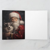 Alaskan Malamute met Kerstman Kerstmis Kaart (Binnen)