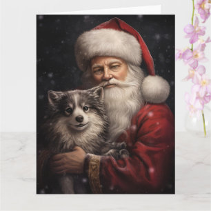 Alaskan Malamute met Kerstman Kerstmis Kaart