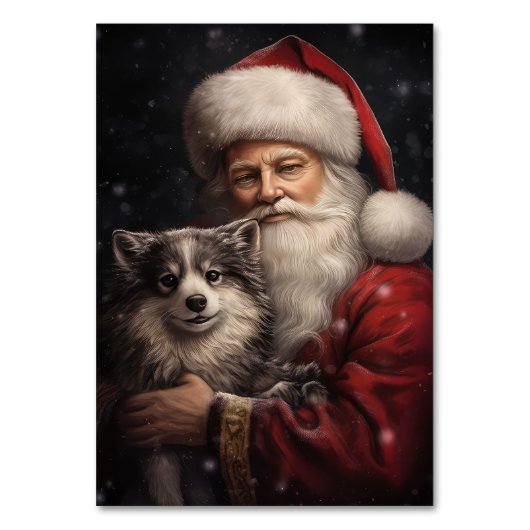 Alaskan Malamute met Kerstman Kerstmis Kaart (Achterkant)