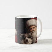 Alaskan Malamute met Kerstman Kerstmis Koffiemok (Voorkant rechts)