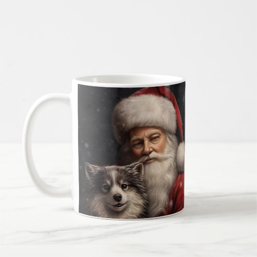Alaskan Malamute met Kerstman Kerstmis Koffiemok (Links)