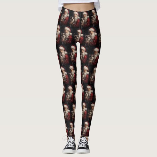 Alaskan Malamute met Kerstman Kerstmis Leggings (Voorkant)