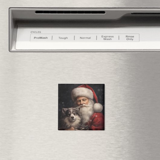 Alaskan Malamute met Kerstman Kerstmis Magneet (Insitu (Vaatwasser))