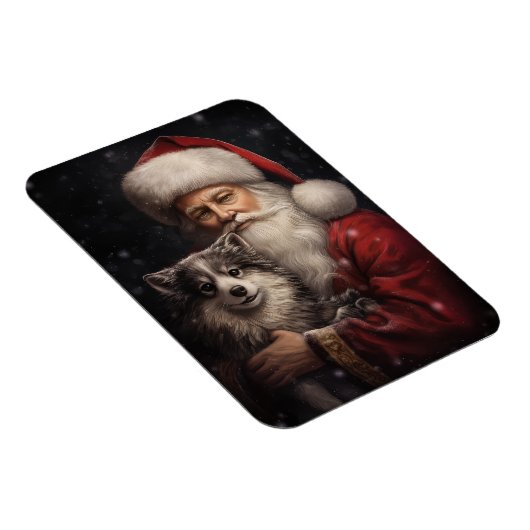 Alaskan Malamute met Kerstman Kerstmis Magneet (Rechterzijde)