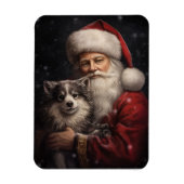 Alaskan Malamute met Kerstman Kerstmis Magneet (Verticaal)
