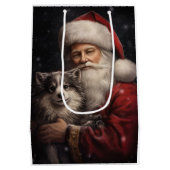 Alaskan Malamute met Kerstman Kerstmis Medium Cadeauzakje (Achterkant)