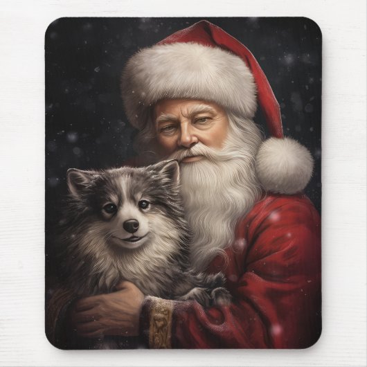 Alaskan Malamute met Kerstman Kerstmis Muismat (Voorkant)