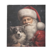 Alaskan Malamute met Kerstman Kerstmis Notitieblok (Voorkant)