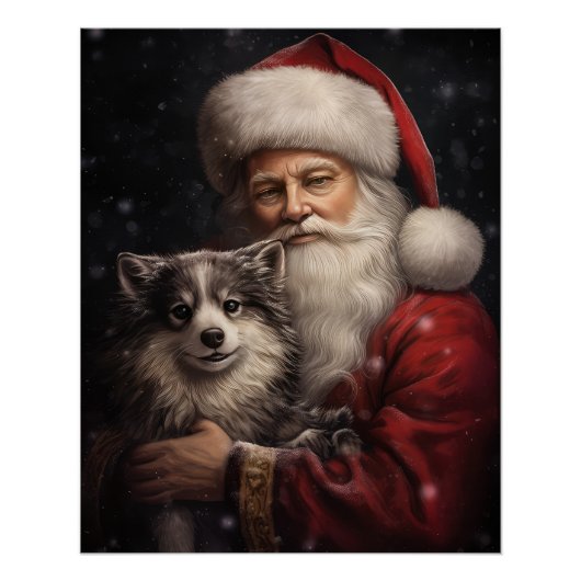 Alaskan Malamute met Kerstman Kerstmis Perfect Poster (Voorkant)