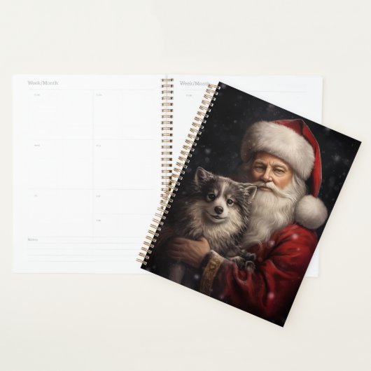 Alaskan Malamute met Kerstman Kerstmis Planner (Display)