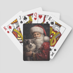 Alaskan Malamute met Kerstman Kerstmis Pokerkaarten