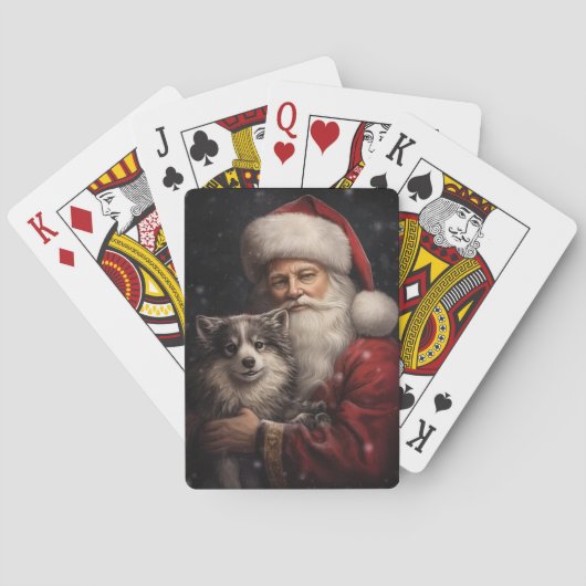 Alaskan Malamute met Kerstman Kerstmis Pokerkaarten (Achterkant)