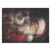 Alaskan Malamute met Kerstman Kerstmis Tafelkleed (Voorkant (Horizontaal))