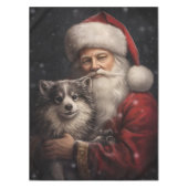 Alaskan Malamute met Kerstman Kerstmis Tafelkleed (Voorkant)
