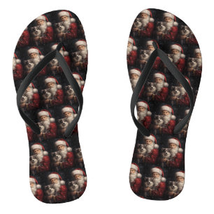 Alaskan Malamute met Kerstman Kerstmis Teenslippers
