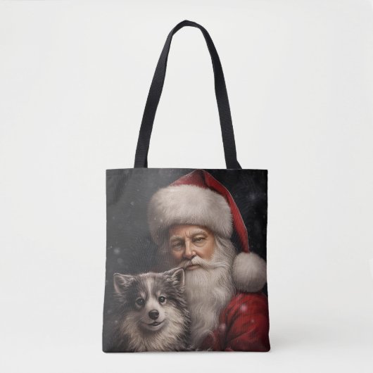 Alaskan Malamute met Kerstman Kerstmis Tote Bag (Voorkant)