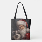Alaskan Malamute met Kerstman Kerstmis Tote Bag (Achterkant)