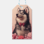Alaskan Malamute met Rozen - Valentijnsdag Cadeaulabel (Voorkant)