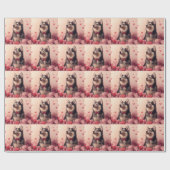 Alaskan Malamute met rozen - Valentijnsdag Cadeaupapier (Vlak)