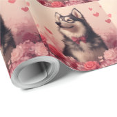Alaskan Malamute met rozen - Valentijnsdag Cadeaupapier (Rol Hoek)