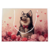 Alaskan Malamute met Rozen - Valentijnsdag Groot Cadeauzakje (Voorkant)