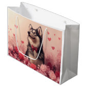 Alaskan Malamute met Rozen - Valentijnsdag Groot Cadeauzakje (Voorkant Gekanteld)