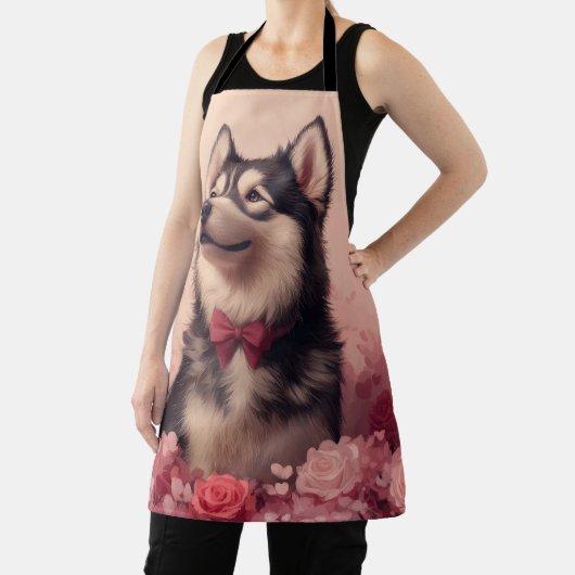 Alaskan Malamute met Rozen - Valentijnsdag Schort (Insitu)