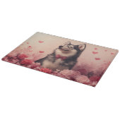 Alaskan Malamute met Rozen - Valentijnsdag Snijplank (Hoek)