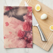 Alaskan Malamute met Rozen - Valentijnsdag Theedoek (Quarter Fold)