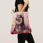 Alaskan Malamute met Rozen - Valentijnsdag Tote Bag (Dichtbij)