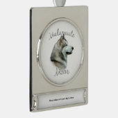 Alaskan Malamute Moeder 2 Verzilverd Banner Ornament (Rechts)
