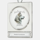 Alaskan Malamute Moeder 2 Verzilverd Banner Ornament (Links)