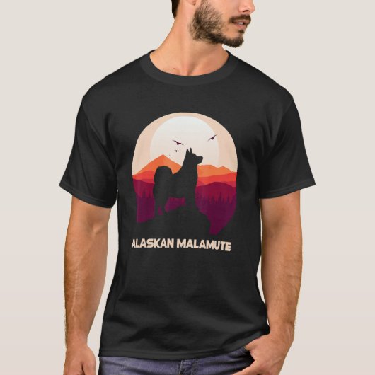 Alaskan Malamute Moon and Halloween 1 T-shirt (Voorkant)