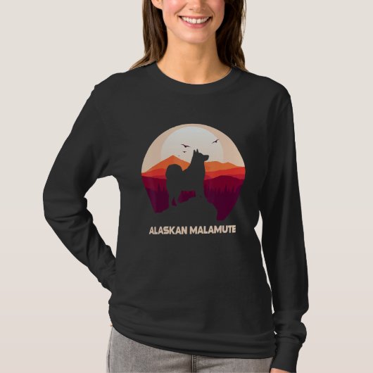 Alaskan Malamute Moon and Halloween 1 T-shirt (Voorkant)