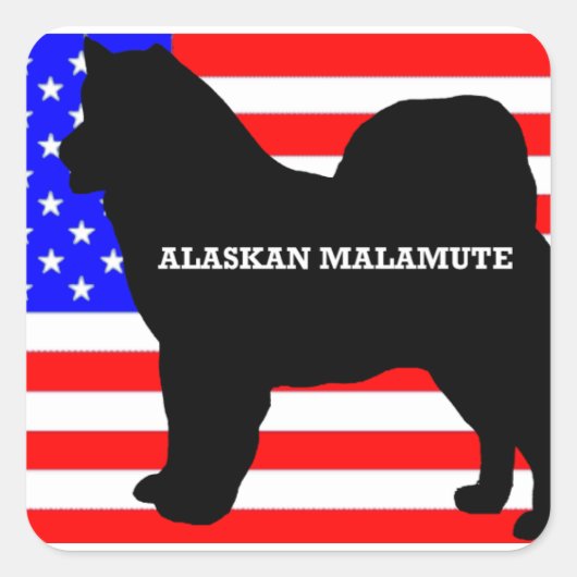 alaskan malamute name silo op vlag vierkante sticker (Voorkant)