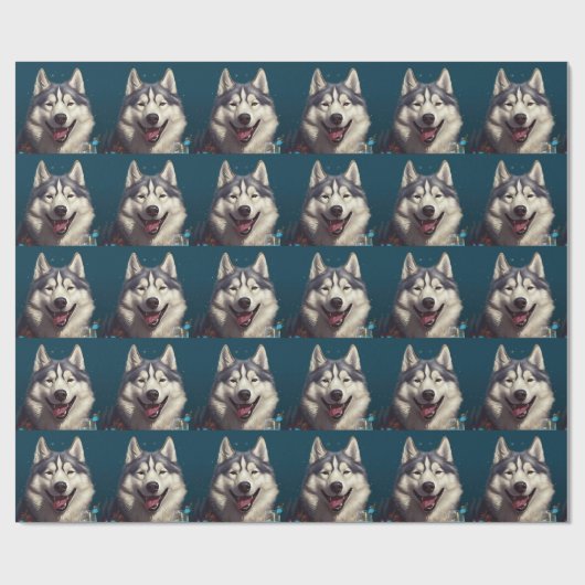 Alaskan Malamute Nieuwjaar Cadeaupapier (Vlak)