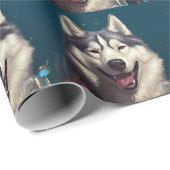 Alaskan Malamute Nieuwjaar Cadeaupapier (Rol Hoek)