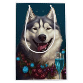 Alaskan Malamute Nieuwjaar Medium Cadeauzakje (Voorkant)