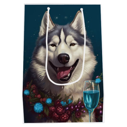 Alaskan Malamute Nieuwjaar Medium Cadeauzakje (Achterkant)
