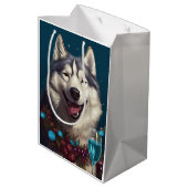 Alaskan Malamute Nieuwjaar Medium Cadeauzakje (Achterkant Gekanteld)