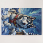 Alaskan Malamute Noordpool Winter Kerstmis Legpuzzel (Horizontaal)