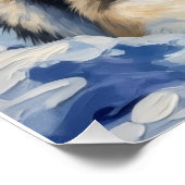 Alaskan Malamute Noordpool Winter Kerstmis Perfect Poster (Hoek)