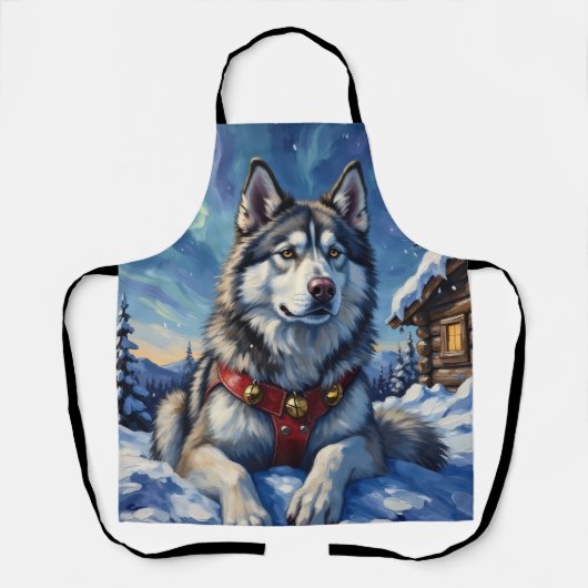 Alaskan Malamute Noordpool Winter Kerstmis Schort (Voorkant)