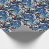 Alaskan Malamute North Pole Winter Christmas Cadeaupapier (Hoek)