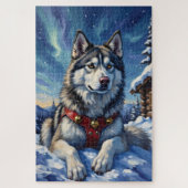 Alaskan Malamute North Pole Winter Christmas Legpuzzel (Verticaal)