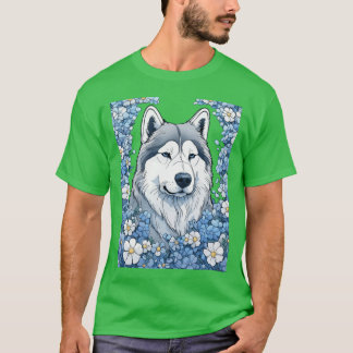 Alaskan Malamute Omringd Door VergeetMijNietjes Ov T-shirt