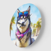 Alaskan Malamute op Beach, zomercadeau Grote Klok (Hoek)