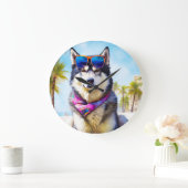 Alaskan Malamute op Beach, zomercadeau Grote Klok (Huis)