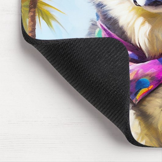 Alaskan Malamute op Beach, zomercadeau Muismat (Hoek)