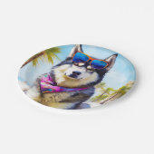 Alaskan Malamute op Beach, zomercadeau Papieren Bordje (Gekanteld)